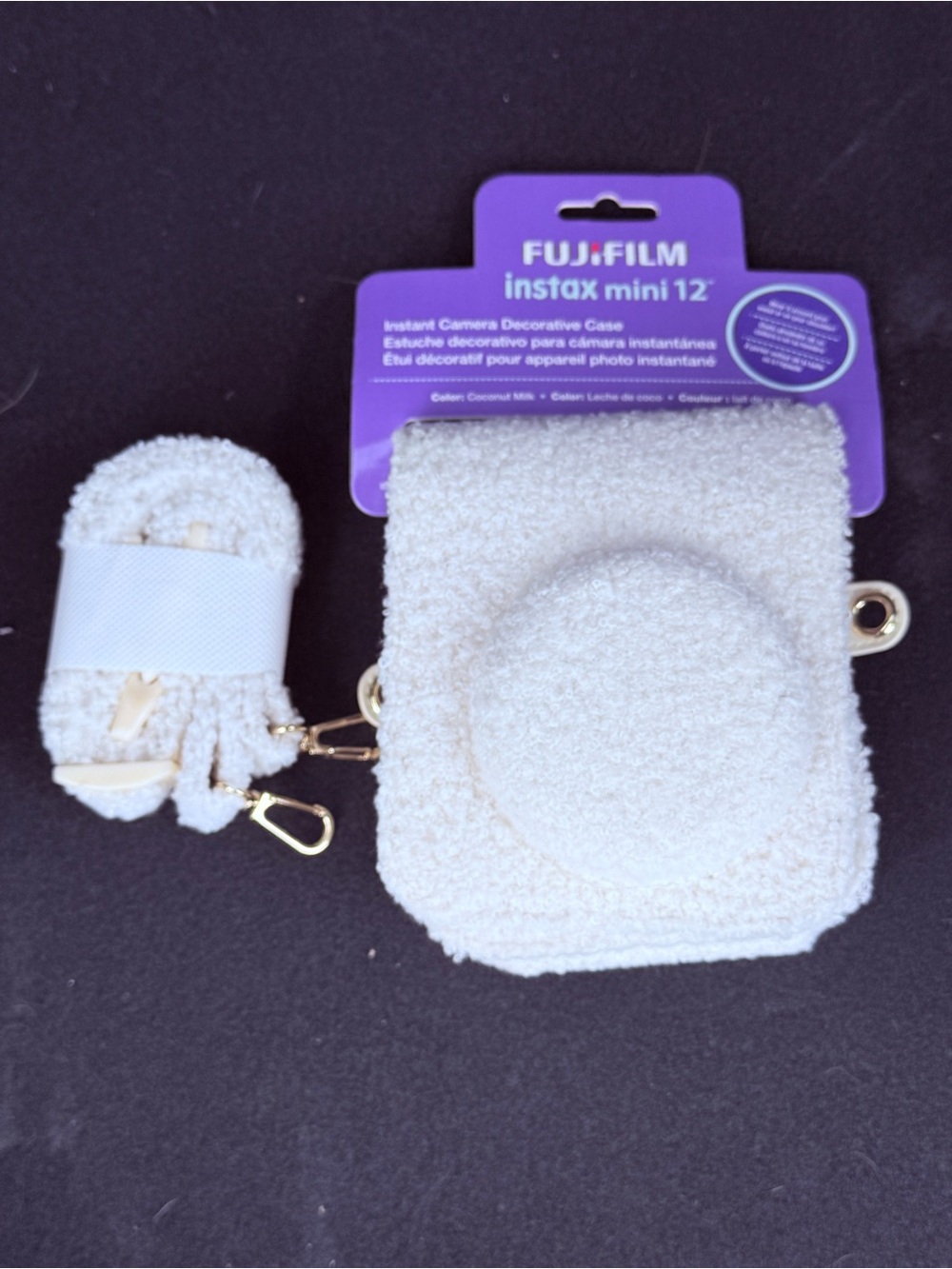 Fuzzy Fujifilm Instax Mini 12 Decorative Case in the "Coconut Milk Carrying Case